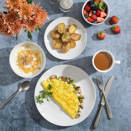 Ogalla 30-Piece Dinnerware Set – Porcelain, Chip & Scratch Resistant, White - Service for 62