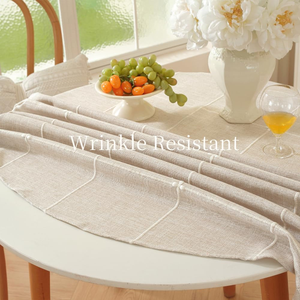 linen-table-cloth-round-60-inch-plaid-browm-linen-tablecloth-round
