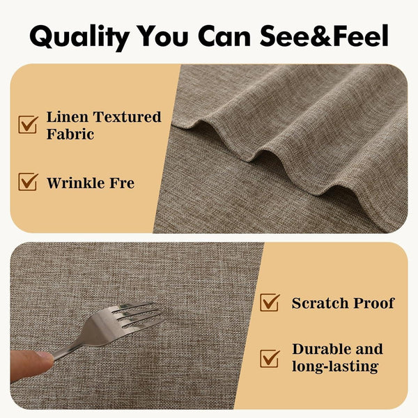 round Table Cloth Faux Linen Farmhouse Tablecloth Wrinkle & Stain Resistant Table Cover for Kitchen Dining, Holiday Party Dinner, Khaki, 108 Inch Round3