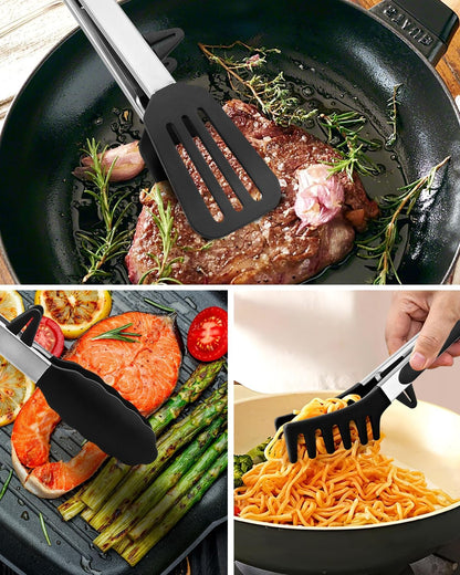 Kitchen Tongs for Cooking, Stainless Steel, Non Scratch Silicone Tip,3 Pack6