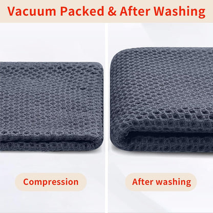 100% Cotton Waffle Weave Kitchen Dish Cloths, 4-Pack, Dark Grey | 12 X 12 Inches, Ultra Soft Absorbent Dish Towels, Quick Drying Dish Rags with Hanging Loop7
