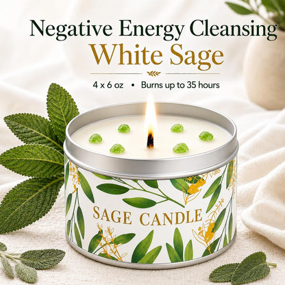 Sage Candles Gift Set, 4 Pack Soy Wax Scented Sage Candle for Cleansing3
