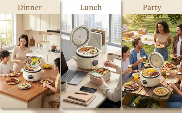 4L Electric Hot Pot Pressure Cooker, Multi-Compartment Smart Cooker with 70Kpa Pressure Cooking, Digital Display, 10 Presets, 24H Timer, Nonstick Electric Cooker for Soup, Rice, Stew & Mushy Food9
