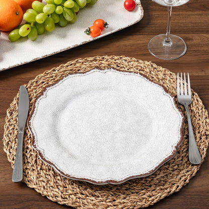 12 Piece Farmhouse Melamine Dinnerware Set, White Plate and Bowl Set4