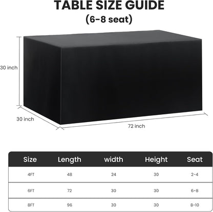 2 Pack Fitted Tablecloth for 6 Foot Rectangle Tables 72 X 30 Inch Black Table Covers Water Resistant Polyester Table Cloth for Wedding, Parties,Display, Trade Show (Black)2