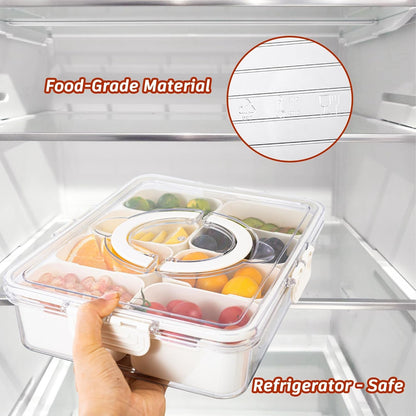 Divided Serving Tray with Lid and Handle - Snackle Box Charcuterie Container for Portable Snack Platters - Clear Organizer for Candy, Fruits, Nuts, Snacks - Perfect for Party, Entertaining4