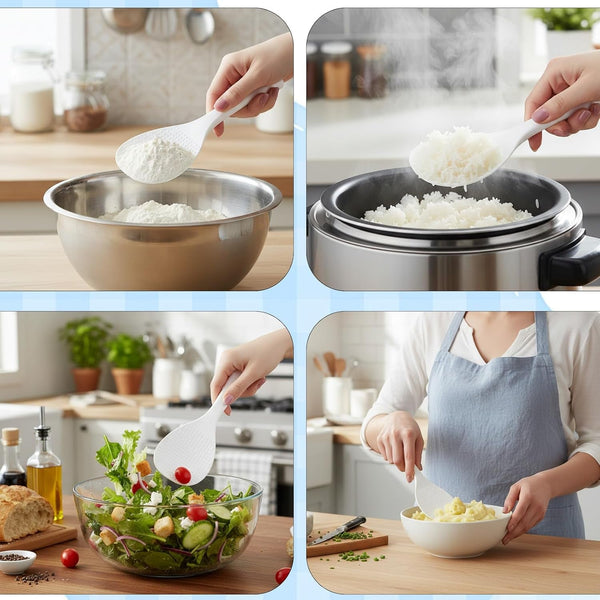 5 Pack Plastic Rice Measuring Cups, 160 Ml Measuring Cup for Rice Cooker, Rice Cup Replacement, Heat Resistant Non Stick, with 2 Pack Rice Paddle Rice, Kitchen Supplies, Dog Cat Food Measuring5
