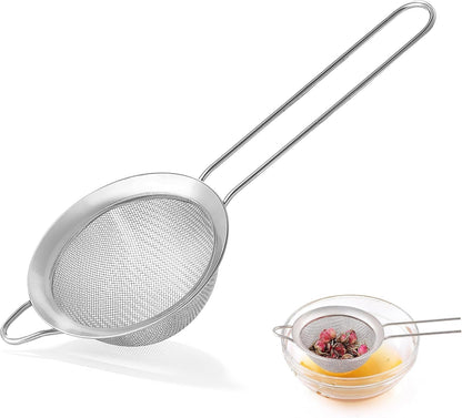 Fine Mesh Strainers for Kitchen,  Stainless Steel Metal Hand Small Mini Sieve Strainer, Cocktail Strainer Tea Coffee Juice Strainer，Food Strainer with Handlle (3.35Inch, Silver)1