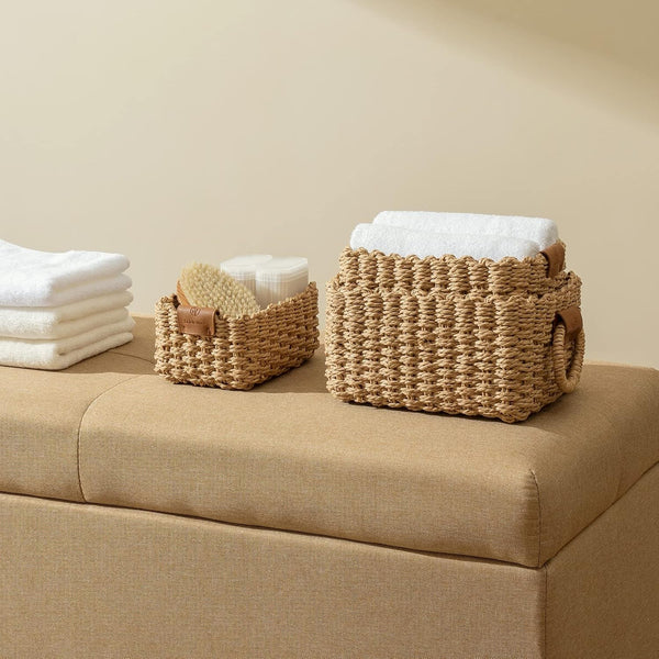 Small Wicker Baskets for Organizing, Desert 3 Pack4