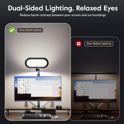 Premium LED Desk Lamp, Dual-Sided Soft Lighting with Knob Remote | Eye-Caring Diffused Light for Home Office, Video Conferencing, Zoom, Reading, Study, Craft, Stepless Dimming & Color, Memory2