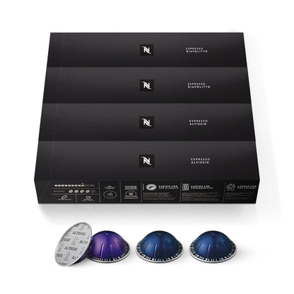 Nespresso Vertuo, Espresso, Bold Variety Pack, 40-Count Espresso Pods | Capsules Medium and Dark Roast Coffee Pack of 12