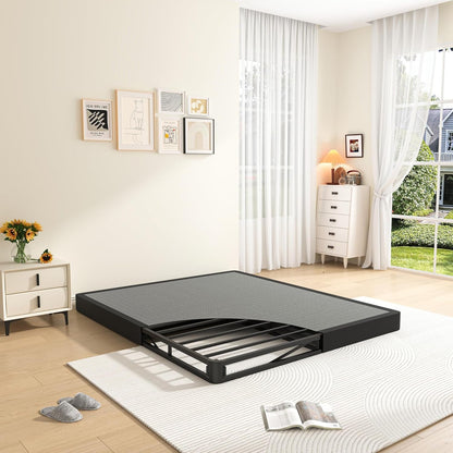 5 Inch King Box Spring Low Profile Metal Bed Base with Boxspring Cover | 3500 Lbs Black Heavy Duty Support, round Corner Design, Metal Mattress Foundation, No Squeaky, Easy Assembly, Noise Free1