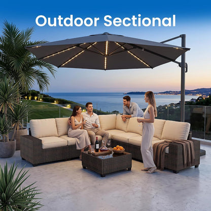 8 Piece Patio Furniture Sets, Modern Outdoor Sectional Sofa W/Wide Armrest5