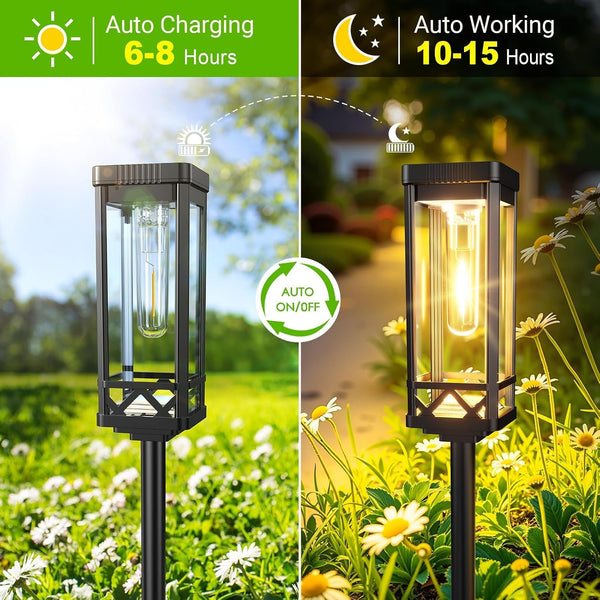 Taller Solar Pathway Lights Outdoor, 8 Pack Upgraded Brighter Solar Garden Lights Solar Powered, up to 15 Hours Outdoor Solar Lights for Yard Landscape Walkway Driveway Sidewalk (Warm White)7