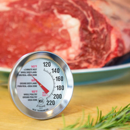 Escali AH1 Stainless Steel Oven Safe Meat Thermometer, Extra Large 2.5-Inches Dial, Temperature Labeled for Beef, Poultry, Pork, and Veal Silver NSF Certified4