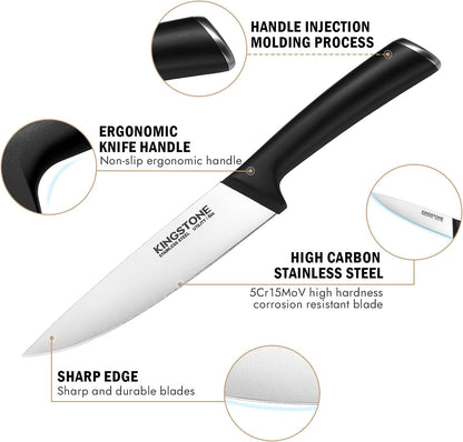 14-Piece Kitchen Knife Set with Block, High-Carbon Stainless Steel Knives Set, Ergonomic Non-Slip Handle, Professional Knife Set for Kitchen for Home Cooking & Gifting, Walnut3