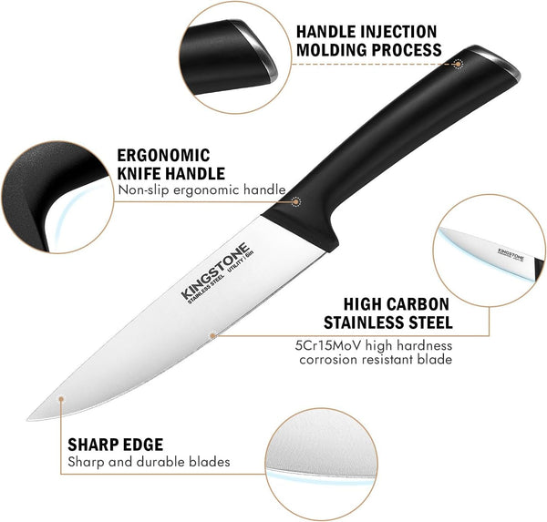 14-Piece Kitchen Knife Set with Block, High-Carbon Stainless Steel Knives Set, Ergonomic Non-Slip Handle, Professional Knife Set for Kitchen for Home Cooking & Gifting, Walnut3