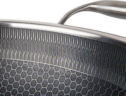 14" Honeycomb Non Stick Wok Pan Stainless Steel Stir-Fry Wok with Lid,Skillet with Stay-Cool Handle PFOA Free Suitable for Induction, Ceramic, Electric, and Gas Cooktops (Sliver, 14 Inches)6