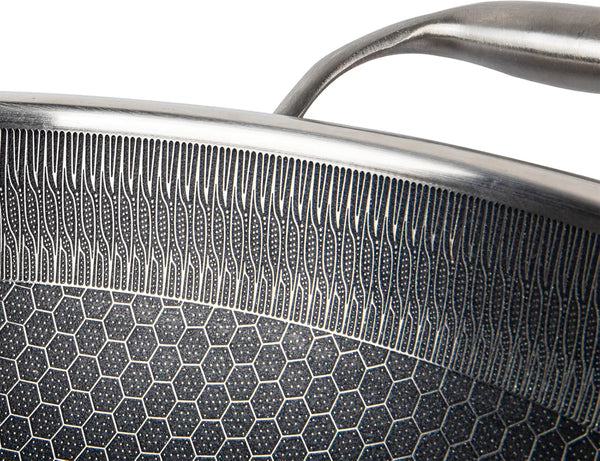 14" Honeycomb Non Stick Wok Pan Stainless Steel Stir-Fry Wok with Lid,Skillet with Stay-Cool Handle PFOA Free Suitable for Induction, Ceramic, Electric, and Gas Cooktops (Sliver, 14 Inches)6