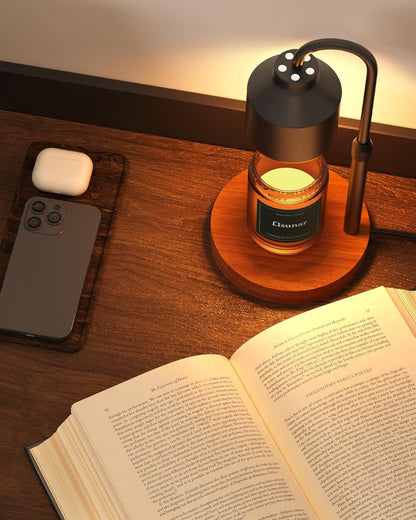 Electric Candle Warmer Lamp Black, Candle Lamp Warmer with Timer, Wax Warmer Lamp for Jar Candles, Adjustable Height Candle Light Warmer with 2 Bulbs5