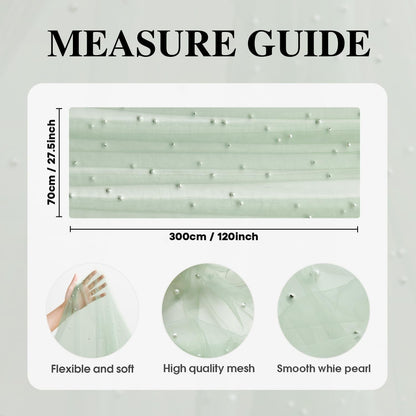 3PCS Pearl Grass Green Gauze Table Runner 120 Inch 10FT, Seasonal Sheer Dining Holiday Wedding Birthday Baby Shower Table Decor for Home Party6