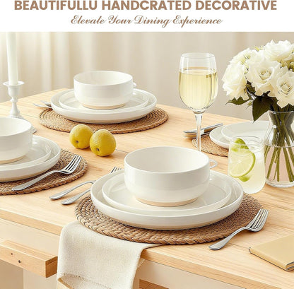 24-Piece Stoneware Dinnerware Set for 8, Plates and Bowls Set8