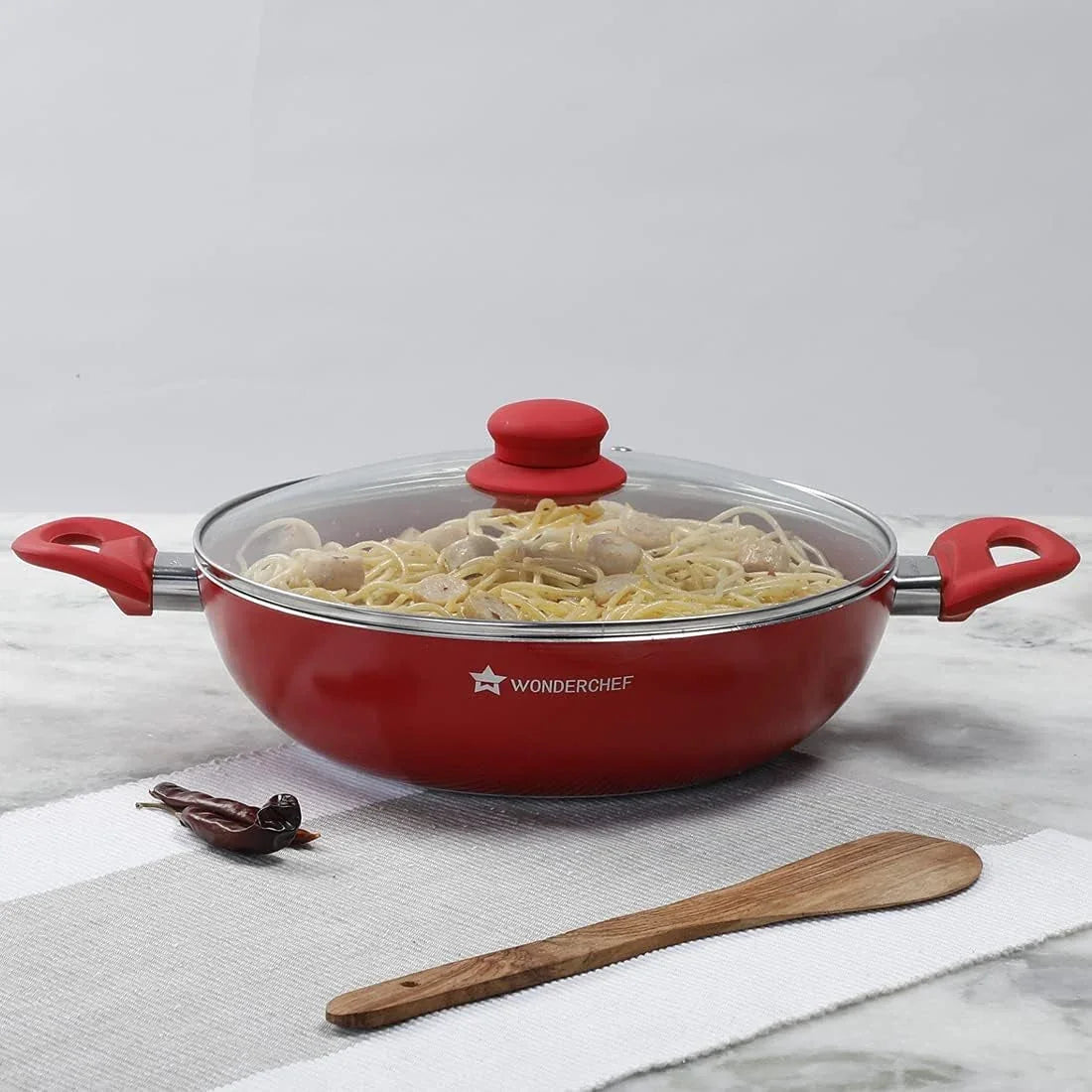 royal-velvet-non-stick-pfoa-free-and-nickel-free-aluminum-indian-chinese-cuisine-stir-fry-wok-with-lid-26cm-red