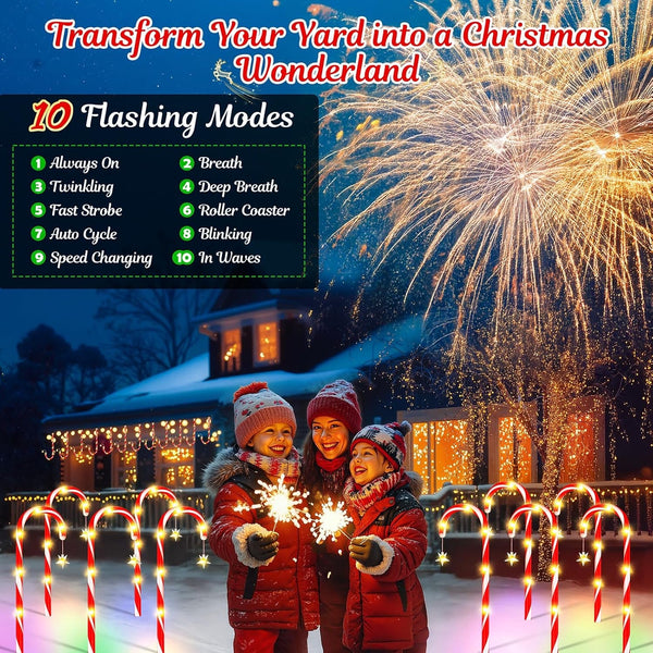 Solar Candy Cane Lights 10-Pack Outdoor Christmas Decorations4