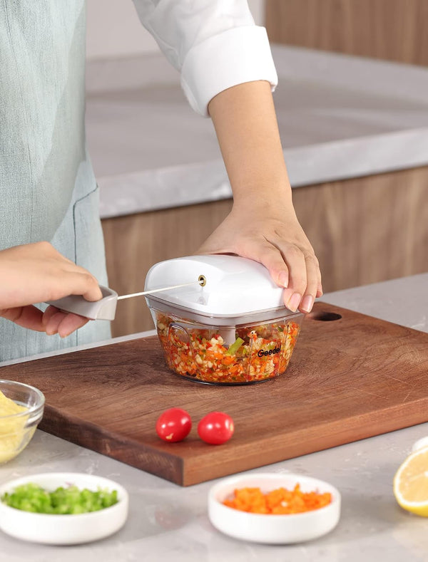 Vegetable Chopper, Manual Food Chopper with Hand Pull String, 500Ml | Manual Food Processor, Sharp Stainless Steel Blade, Non-Slip Base, Dishwasher Safe, No BPA, Portable, for Veggie, Fruit, Nut3