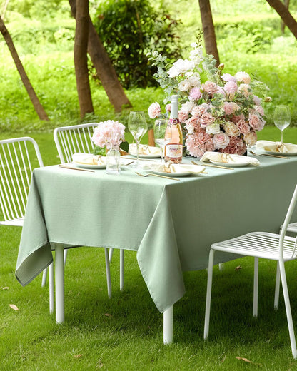 Rectangle Linen Tablecloth Waterproof & Stain Resistant, Wrinkle-Free Table Cloth Adds Elegance and Protection, Ideal for Dining, Party, Wedding and Outdoor, 52 X 70 Inch, Sage Green7