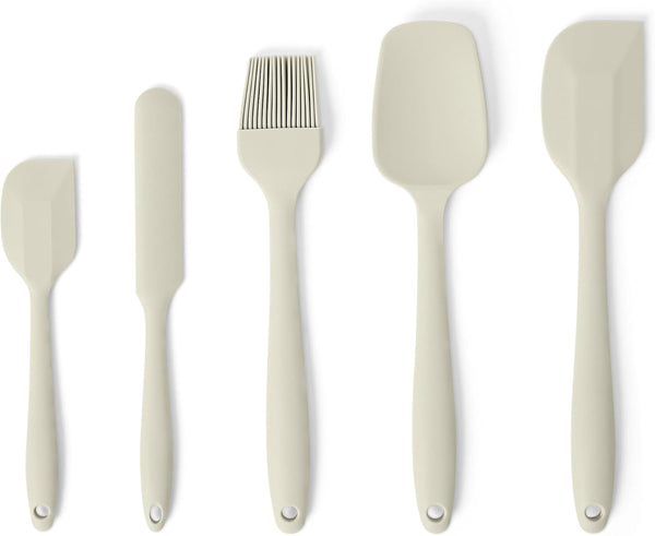Silicone Spatulas, 5-Piece Set, Heat-Resistant, Food-Grade, Bpa-Free, Non-Slip Handle, Safe for Nonstick Cookware, Dishwasher-Safe, Linen Gray1