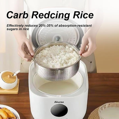 3L Healthy Low Carb Rice Cooker, Low Sugar Digital Steamer,Porridge,Soup,Quick Rice,White Rice,Stainless Steel Filter Basket，5 Cooking Functions,24H Timer & Auto Keep Warm3