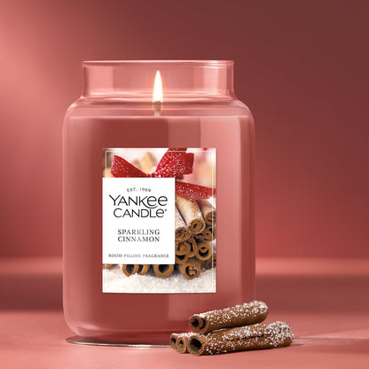 Sparkling Cinnamon, Christmas Scented Candle, 22Oz Large Jar with up to 150 Hour Burn Time, Giftable4