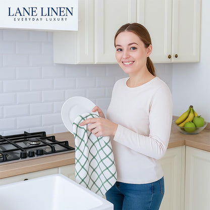 Cotton Kitchen Towels Set, 6-Pack – Absorbent, Quick-Drying Dish Towels, 18" X 28", Premium Hand and Tea Towels - Olive4