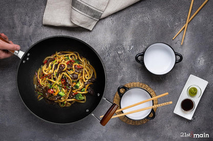 Light Weight Cast Iron Wok, Stir Fry Pan, Wooden Handle, 14 Inch, Chef’S Pan, Pre-Seasoned Nonstick, Commercial and Household, for Chinese Japanese and Others Cooking6