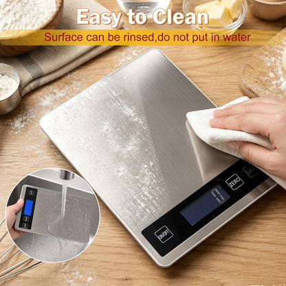 33Lb Food Scale, Digital Kitchen Scale for Cooking Baking | Waterproof Stainless Steel Platform, USB Charging & Battery Dual Power, Weighs in Grams and Ounces7