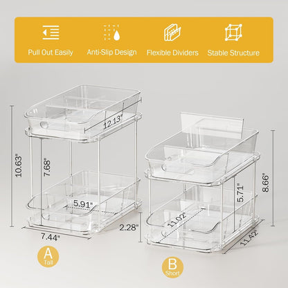 Bathroom under Sink Organizers and Storage, 2 Pack, Clear2