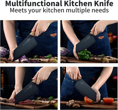 Meat Cleaver, Vegetable Cleaver, Utility Knife Chinese Chef Knife for Kitchen Stainless Steel Ergonomic Design Wooden Handle6