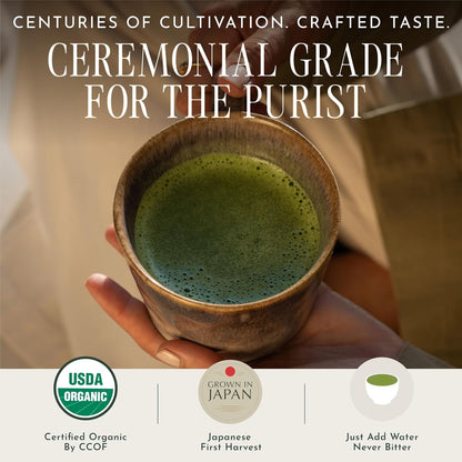 Matcha - Ceremonial Grade Matcha Powder, Organic First Harvest Japanese Green Tea Powder, from Uji, Japan (60G/2.12Oz)3