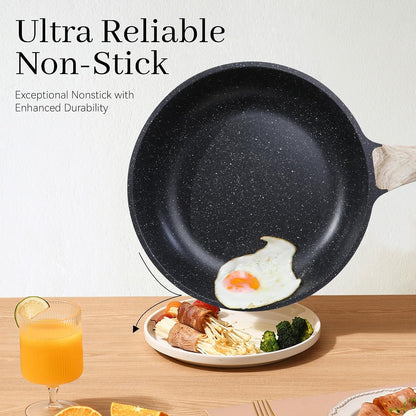 Pots and Pans Set Non Stick, 13Pcs Kitchen Cookware Sets, Granite Stone Induction Cookware Non Stick Cooking Set W/Frying Pans, Saucepans, Sauté Pan (PFOA Free), Black3