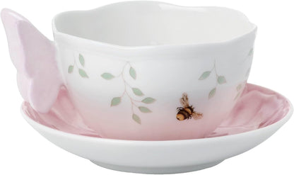 Butterfly Meadow Figural Cup and Saucer Set, Pink1