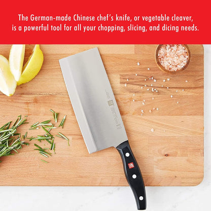 Twin Signature 7-Inch Chinese Vegetable Cleaver, Razor-Sharp, Made in Company-Owned German Factory with Special Formula Steel Perfected for Almost 300 Years, German Knife2