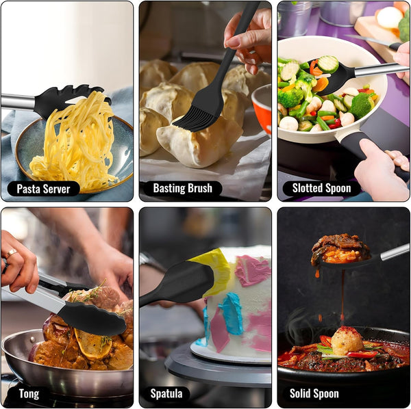 14-PCS Silicone Cooking Utensils Set, Kitchen Utensils Set W/Holder6