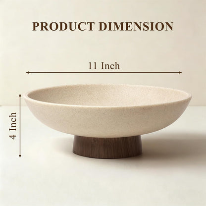 Pedestal Fruit Bowl, Decorative Resin Bowl, Faux Wood Base, Beige | Perfect for Kitchen Counters, Coffee Tables. Use as a Fruit Bowl, Centerpiece, or Catch-All for Everyday Essentials2