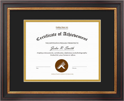 11X14 Frame Black over Gold Double Mat for 8X10 Diploma1