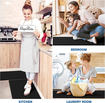 Kitchen Mats for Floor, 2-Piece Anti-Fatigue Kitchen Rugs, Black | 17.3" X 30" + 17.3" X 47", Cushioned Comfort, Water-Resistant, Easy to Clean, Non-Slip Bottom, Kitchen Floor, Standing Desk6