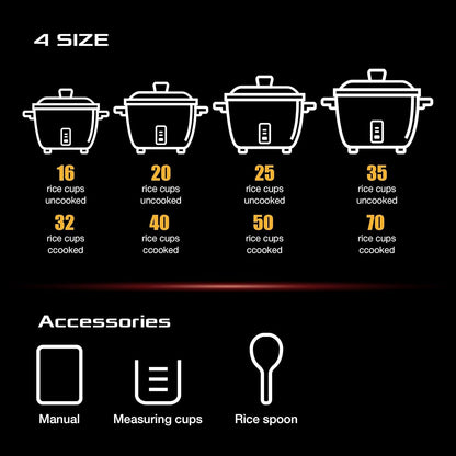 Commercial Electric Rice Cooker – 25 Cups Raw / 50 Cups Cooked Capacity W/Measuring Cup & Scoop – High-Efficiency Large Rice Cooker Commercial Rice Cooker for Restaurants, Hotels and Catering5