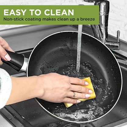 Easy Clean Ceramic Nonstick Cookware Set, Dishwasher Safe Kitchen Pots and Pans Set, Comfort Grip Handle, Even Heating, and Ultimate Food Release, 26-Piece, Black6