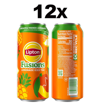 Lipton Fusions, Pineapple Mango Lemonade Iced Tea, 16 Fl Oz Cans (Pack of 12)3