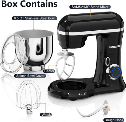 Stand Mixer, 6.5QT Tilt-Head Electric Kitchen Mixer 660W, 10-Speed Household Food Mixer with 304 Stainless Steel Bowl, Bread Cake Mixer Include Dishwasher Safe Dough Hook, Beater and Whisk6